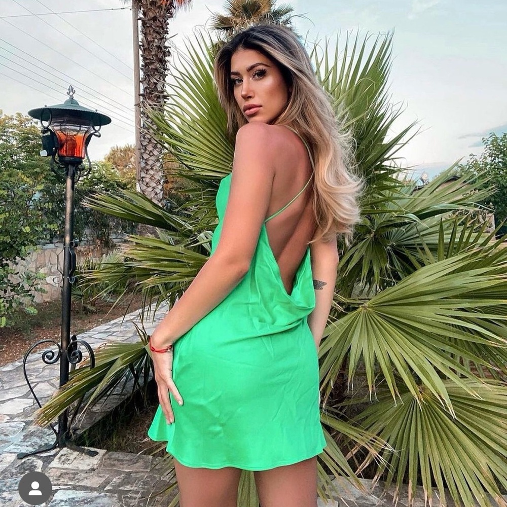 Zara Dress Mini Satin Lingerie Style Green Party Coctail Wedding Nigdy Out